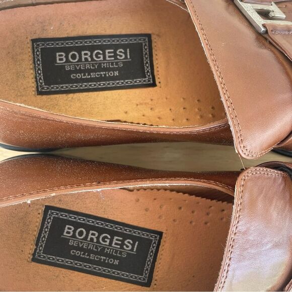 Vintage Borgesi Beverly Hills Light Brown Leather Handmade Shoes Size 43 - Picture 5 of 8